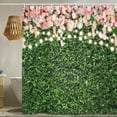 thumbnail image 3 of Rustic Shower Curtain, 3D Floral Lush Vine Green Leaves Ivy Shower Curtain Set for Bathroom, Pink Rose Fabric Garden Shower Curtains Pretty Bathroom Shower Curtain with Hooks, 47X64inch, 3 of 3