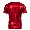 thumbnail image 6 of Plebaso Mens Shiny T Shirts V Neck Short Sleeve Stylish T-Shirts Dance Wear Tee Tops for Nightclub Party, 6 of 7