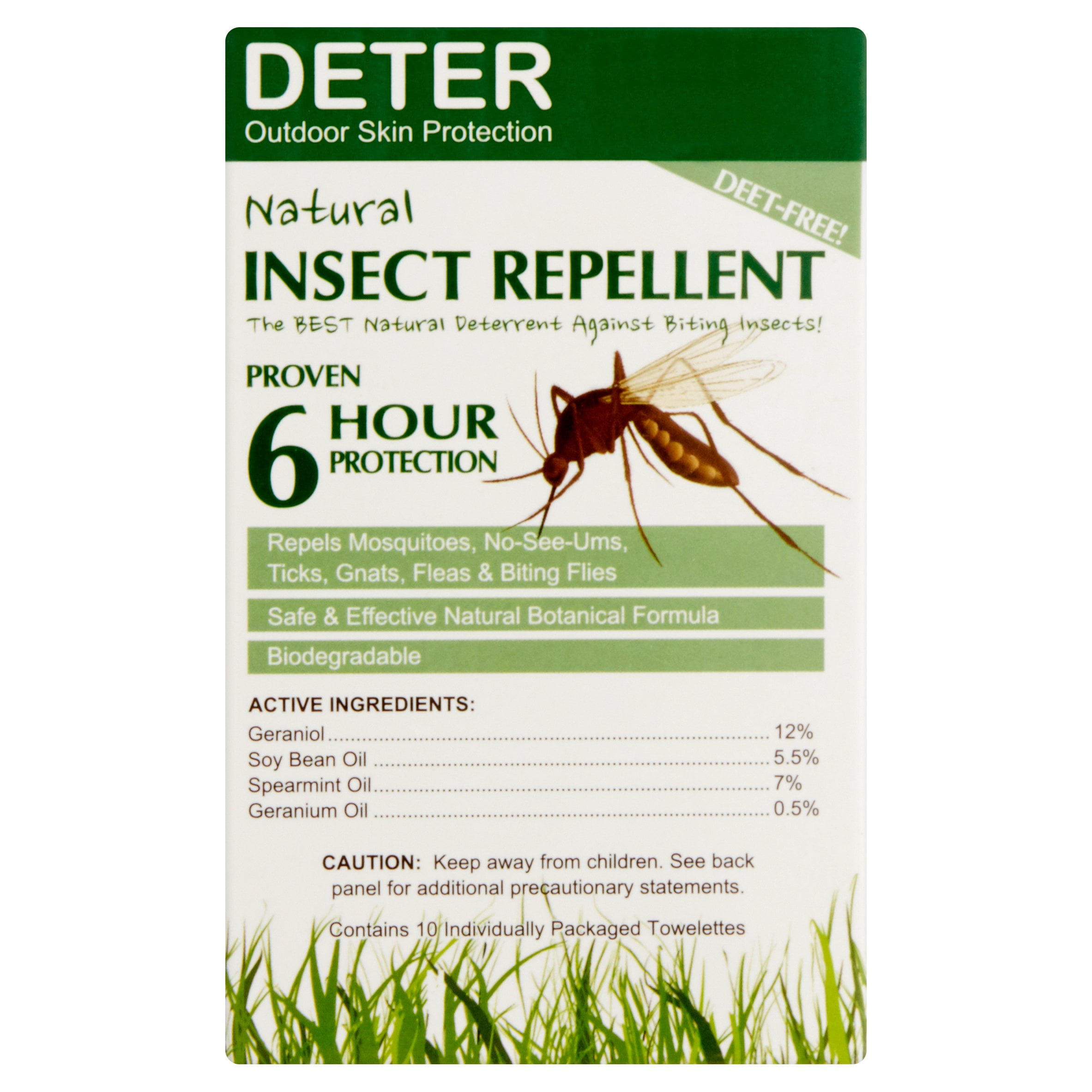 Deter Outdoor Skin Protection Natural Insect Repellent, 10 count