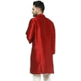 thumbnail image 4 of SKAVIJ Men's Art Silk Embroidery Long Shirt Top Indian Wedding Dress Only Kurta Red, X-Large, 4 of 6