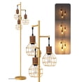 thumbnail image 2 of EDISHINE Dimmable Farmhouse Floor Lamp for Living Room, Industrial Standing Lamp with 3 LED Edison Bulbs, Corner Rustic Rattan Tall Tree Reading Lamp, 2 of 8