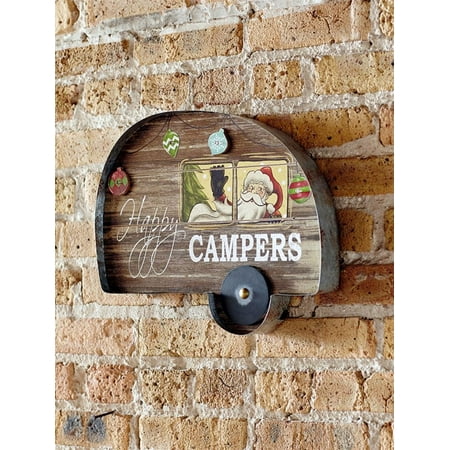 15” Rustic Distressed Wood “Happy Campers” with LED Lights Christmas Wall