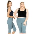 thumbnail image 2 of Stretch Is Comfort Women's Cotton Knee Length Leggings Slate Blue 2X, 2 of 6