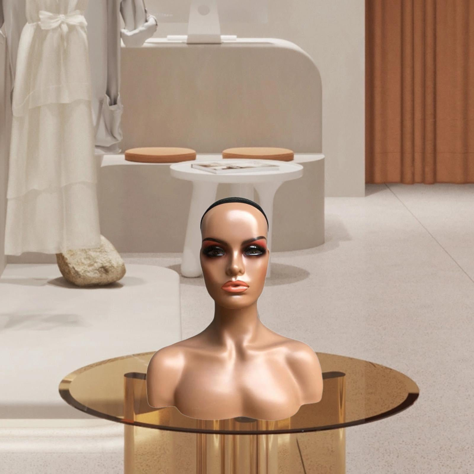 Serenable Female Mannequin Head Manikin Head Circumference 53cm Showing Stand Holder for Earrings Display Home