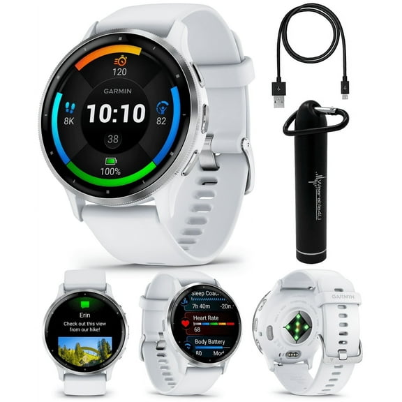 Garmin Venu 3 GPS Smartwatch AMOLED Display 45 mm Watch Whitestone with PowerBank