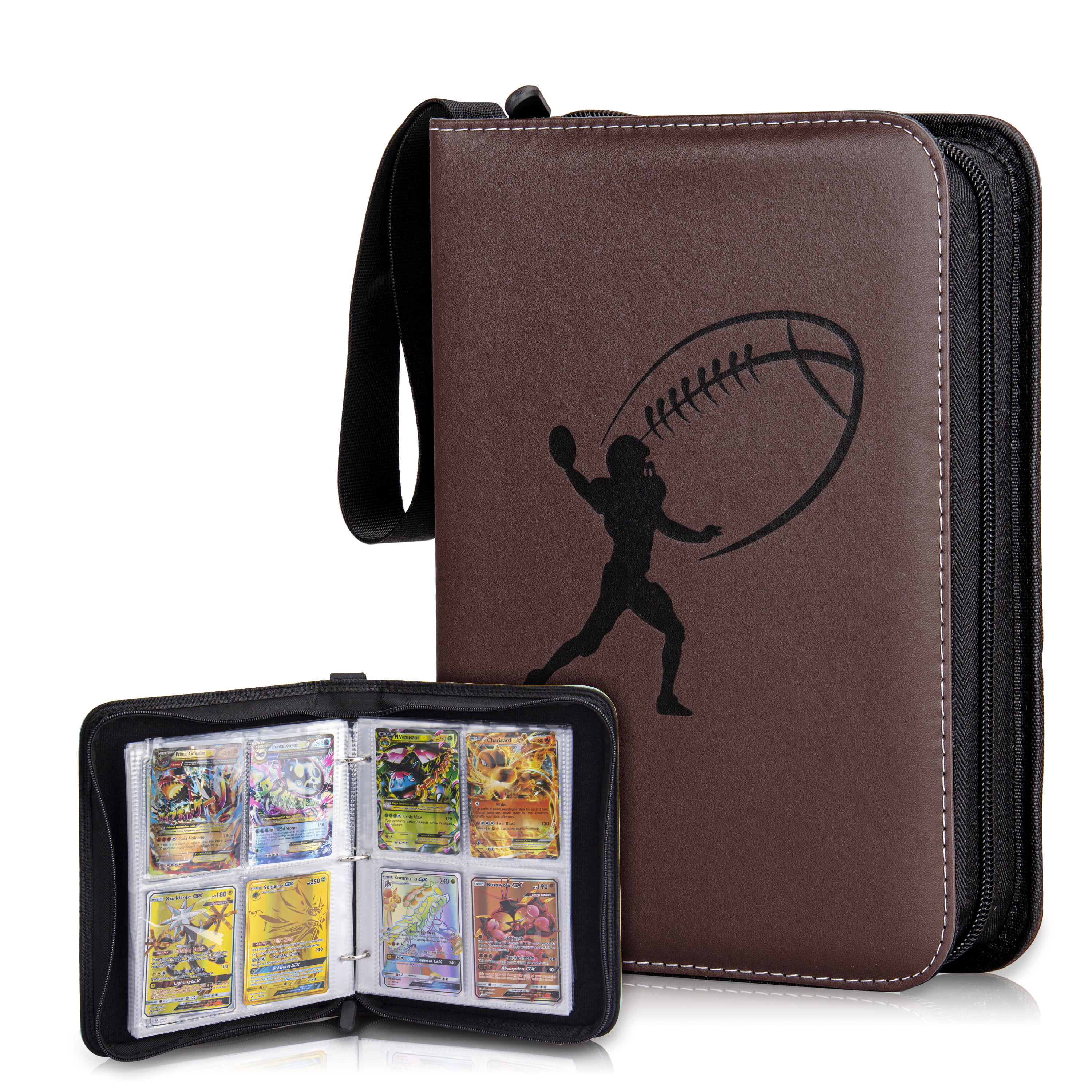 CloverCat Double Sided 50 Pages 4 Pockets Card Binder for Sport Trading Cards Display Case with Sleeves Card Holder Protectors Set for Sports Card Holds 400 Cards Baseball White 