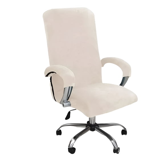 LAMIRO Velvet Office Chair Cover with Arm Covers Stretch Computer Desk Chair Covers Universal Boss Swivel Chair Covers Gaming Chair Covers,01,M