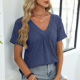 thumbnail image 7 of Spring Tops for Women 2026 Short Sleeve V Neck Womens T Shirts Casual Loose Fit Ruched Top Beach Vacation Clothes, 7 of 7