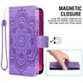 thumbnail image 6 of Compatible with T-Mobile Revvl 7 5G Wallet Phone Case and Tempered Glass Screen Protector Flip Credit Card Holder Stand Mandala Flower Cell Cover for Tmobile Revvl7 T Mobile Revel Tmo Women Purple, 6 of 9