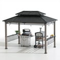 thumbnail image 3 of Sunjoy 8 x 12 Pi Gazebo Tonnelle extérieur Gazebo avec toit rigide Barbecue Cadre en, noir, 3 of 12