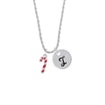 thumbnail image 2 of Delight Jewelry Silvertone 3-D Red Enamel Candy Cane Silvertone Script Initial Disc - I - Charm Necklace, 20"+3", 2 of 4