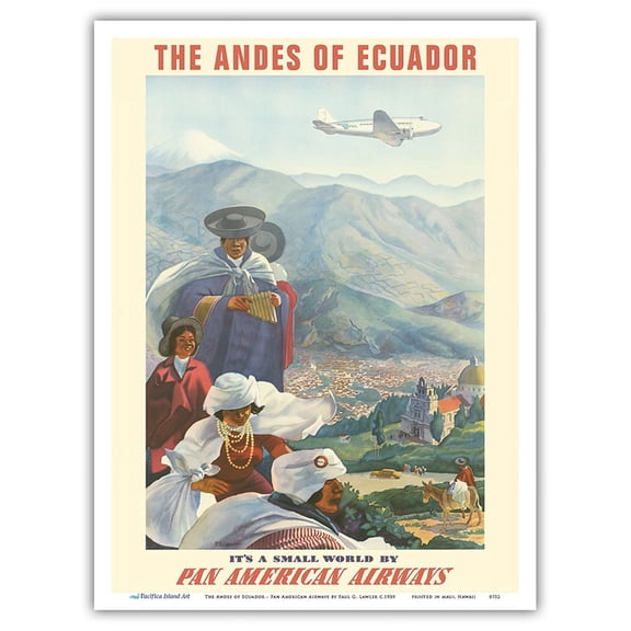 The Andes of Ecuador - South America - Pan American Airways (PAA) - Vintage Airline Travel Poster by Paul George Lawler c.1939 - Master Art Print (Unframed) 9in x 12in