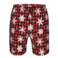 thumbnail image 3 of Pofeuu Snowflake red plaid Prin Men's Swim Trunks Quick Dry Bathing Suit Swimming Board Shorts Mesh Lining Beach Swimwear-XX-Large, 3 of 6