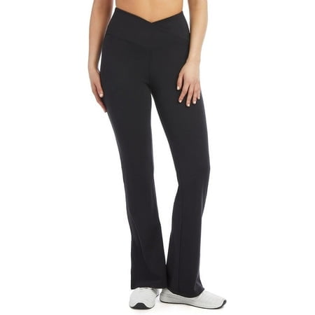 Danskin -Women's Side Slit Flare -Yoga -Pant, Black Salt, Large