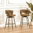 thumbnail image 2 of Of 2 28" Bar Stools. Technical Leather, 360 Degree Swivel Seat And Back. Metal Base For Kitchen Island, Restaurant, Bar, , Cafe, 2 of 7