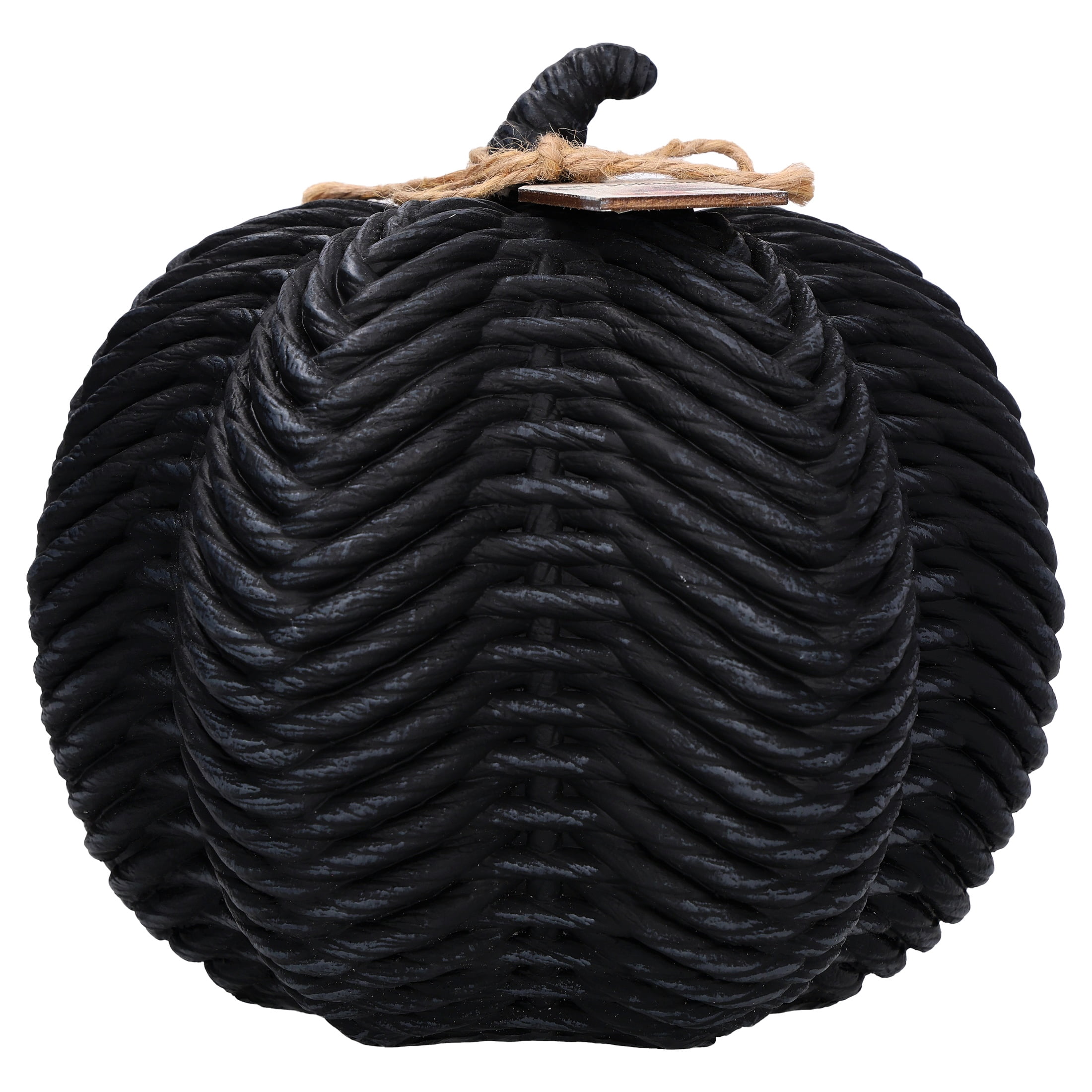 Woven Pumpkin Decoration, Black, 7", Halloween by Way To Celebrate