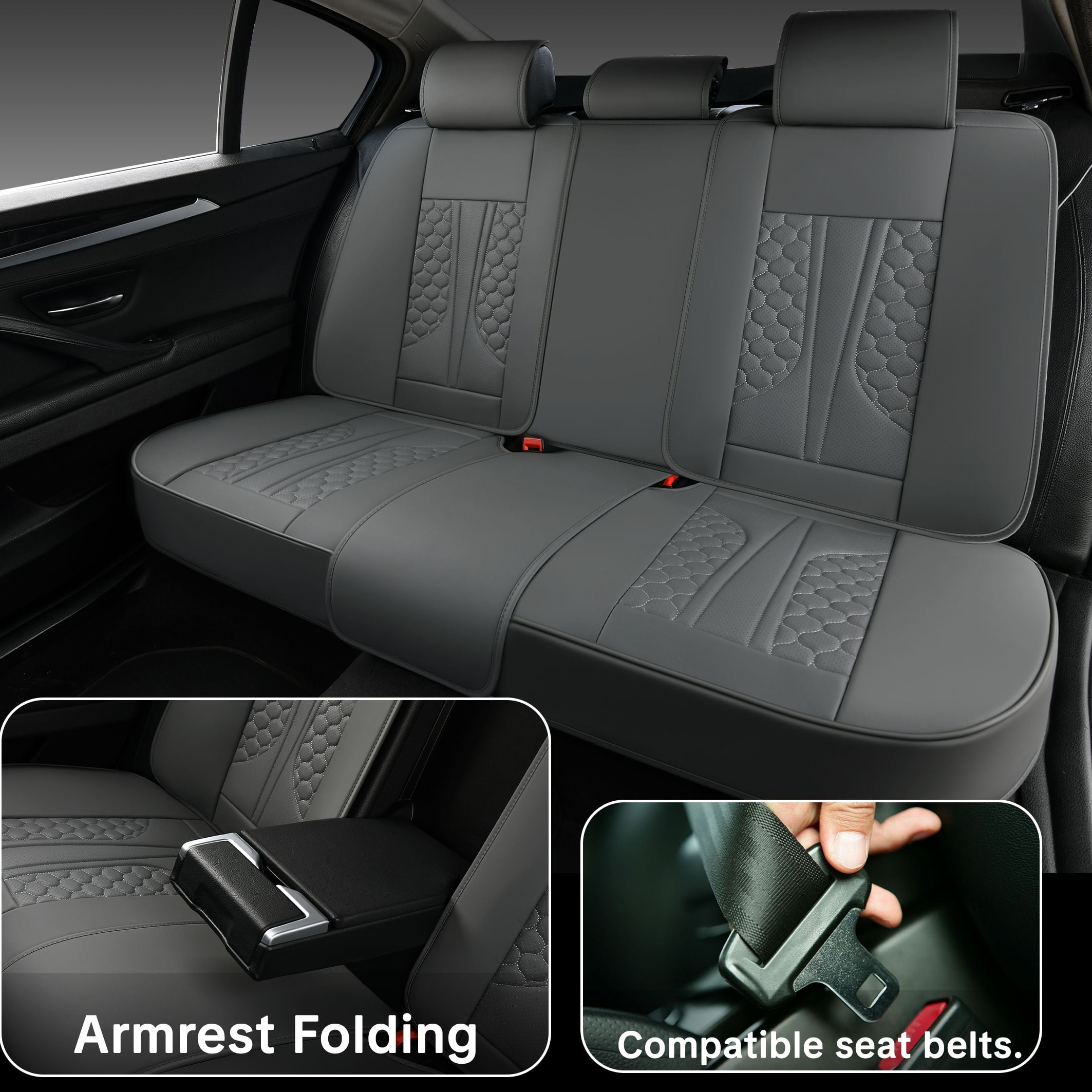 Car Seat Cover for Hyundai Kona 2018-2026, Gray Car Seat Covers, Premium Leather, Full Set of 5 Seats, Waterproof, Anti-Slip, Protect and Upgrade Seats, Beautify the Interior of Old Cars