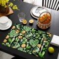 thumbnail image 3 of St. Patrick's Day Placemats Set of 6, Spring Shamrocks Green Love Hats Plants Black Placemats for Dining Table, Place Mats for Kitchen Tabletop, Waterproof Wipeable Dining Table Mats Set, 3 of 9