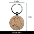 thumbnail image 2 of Cute Chubby Kiwi Bird Walking New Zealand Round Keychain Charm Tag - Engraved Wood, 2 of 6