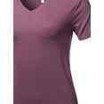 thumbnail image 4 of A2Y Women's Basic Solid Premium Rayon Short Sleeve V-neck T Shirt Tee Tops Egg Plant L, 4 of 6