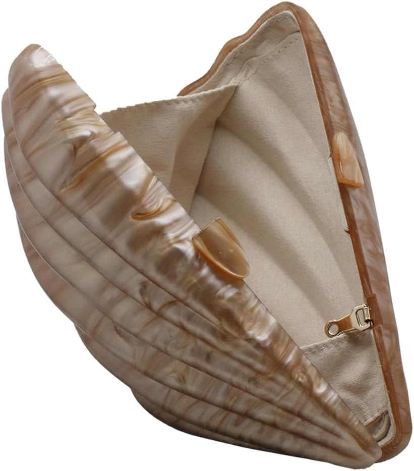 Kwuty Seashell Chain Shoulder Bag for Women Acrylic Evening Clutch Bag Glitter Marble Purse Handbag for Wedding Party Prom
