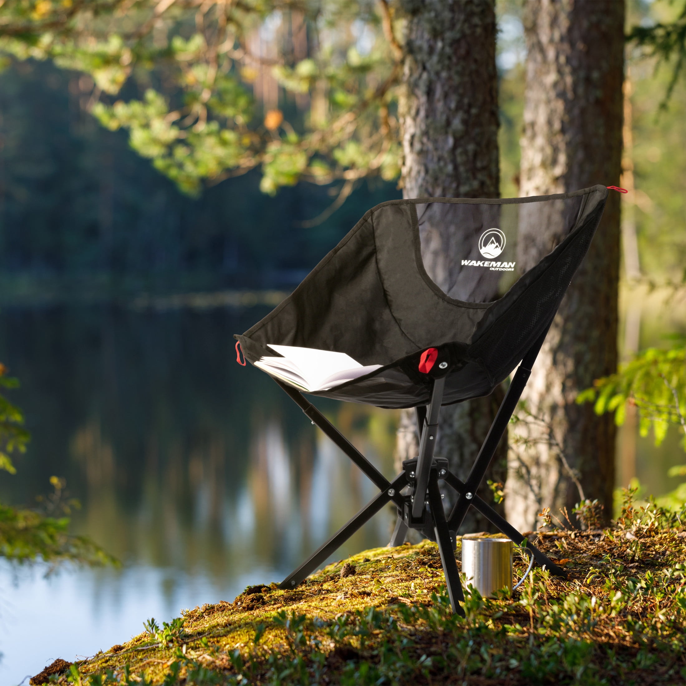 Wakeman Outdoors Camping Chair - Lightweight Backpacking Chair, Black