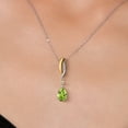 thumbnail image 3 of Gem Stone King 925 Silver and 10K Yellow Gold Green Peridot and White Lab Grown Diamond Pendant Necklace for Women | 1.31 Cttw | Gemstone August Birthstone | Pear Shape 9X6MM | With 18 inch Chain, 3 of 6