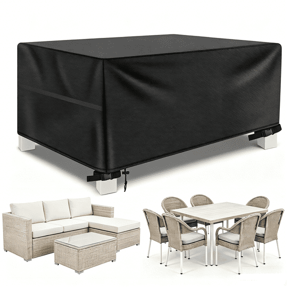 Patio Furniture Covers Waterproof, Outdoor Furniture Set General Purpose, Durable Outside Table and Chair Covers with 4 Windproof Buckles, Suitable for Sectional Sofa
