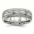 thumbnail image 1 of Stainless Steel Polished Diamond Cut Ring Size 12, 1 of 6