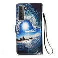thumbnail image 3 of For Samsung Galaxy S21 Plus 5G Case, Mantto PU Leather Phone Case With Hand Rope Strap Cute Painted Flip Card Wallet Slots Kickstand Case For Samsung Galaxy S21 Plus 5G - Sea Wave, 3 of 8
