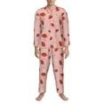 thumbnail image 3 of Naloa Strawberry Men’s Pajamas Set - Long Sleeve Button Down Sleep Shirt and Pajama Bottoms Sleepwear Set-Large, 3 of 7