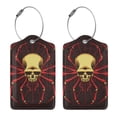 thumbnail image 3 of Naloa Red Skull Spider Luggage Tag for Suitcase Leather Baggage Tag with Stainless Steel Loop Privacy Cover for Women Men Girls-1, 3 of 5