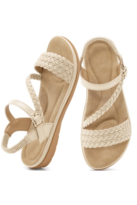 Women's Flat Sandals Woven Open Toe Casual Summer Sandals for Beach Walking Daily Outdoor
