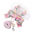 thumbnail image 1 of Dog Bowknot Harness with Leash Set For Small Medium Dogs Cat Lace Print Fashion Party, 1 of 5