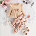 thumbnail image 2 of Toddler Girl Clothes 2T Ruffle Long Sleeve Bow Solid Color Pullover Top And Pants 2 Piece Outfits Baby Girl Fall Winter Clothes Set 12-18 Months, 2 of 5
