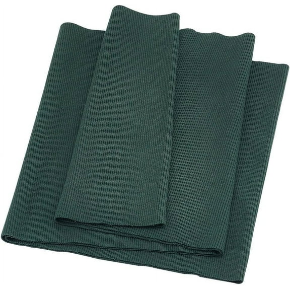 Dark Green Knitted Rib Fabric 9.25" x 25.6" Stretch Cotton Spandex Ribbing Fabric for Cuffs Waistband Neckband Jacket Extension DIY Sewing
