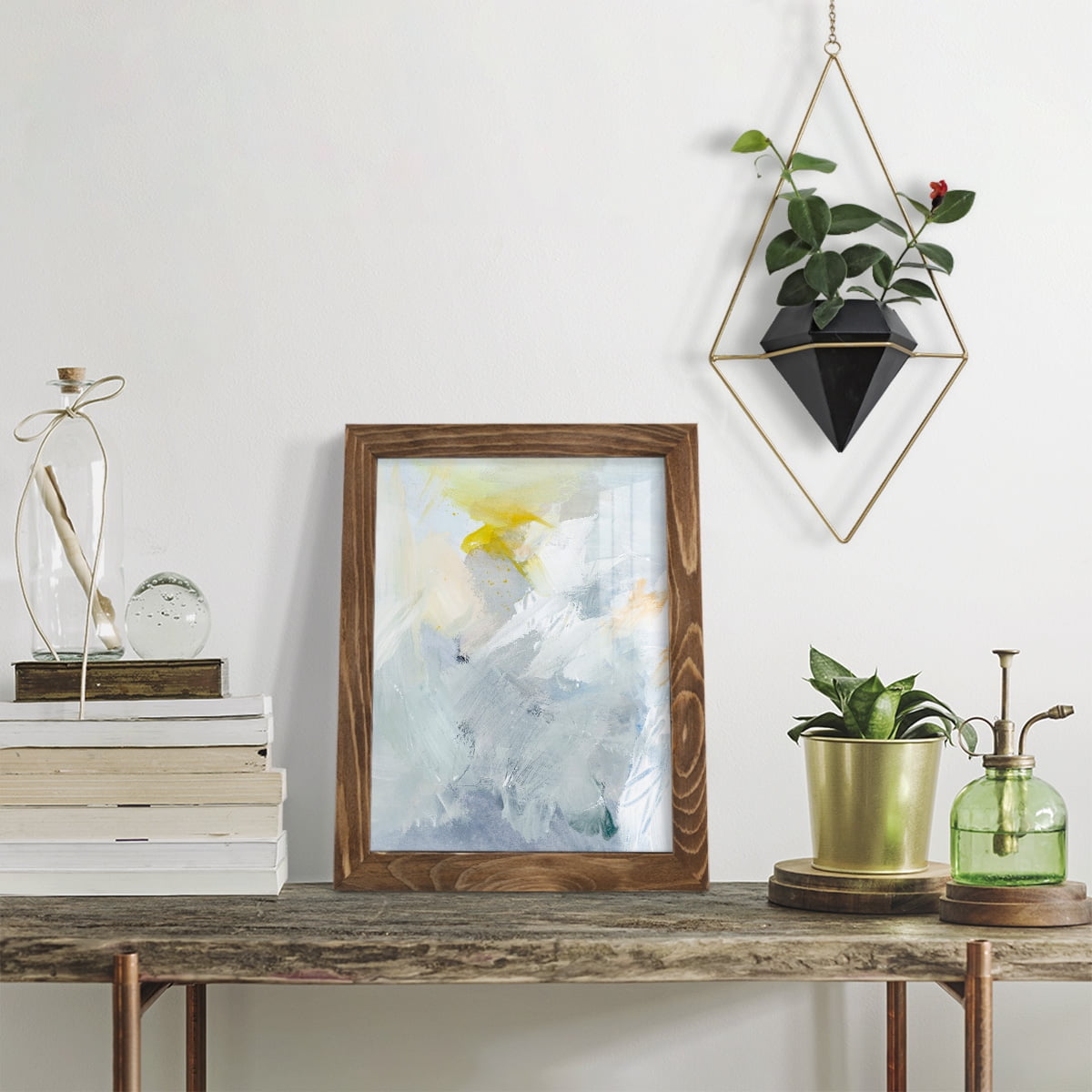 Canary and Sky II - Framed Print w/glass - Walnut