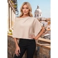 thumbnail image 3 of Women'S Poncho Sweater Slimming Fit Cropped Versatile Shawl Soft Knit Wraps Cowl Neck Short Tops  One Size, 3 of 8