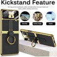 thumbnail image 3 of Miimall Compatible Samsung Z Flip 4 Case, Galaxy Z Flip 4 Case with Ring Lanyard Strap, Luxury PU Leather Plated Frame, 3 of 5