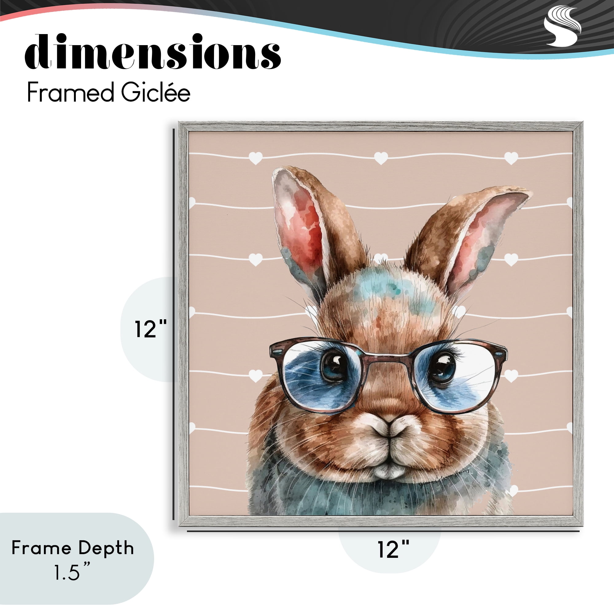 Stupell Industries Buster Rabbit with Specs Gray Framed Giclee Art, design by Yvonne Coleman Burney