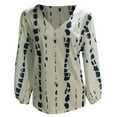 thumbnail image 4 of EQWLJWE Blouses à Manches Longues pour Femmes Chemise Ample Confortable Col en V Mode Imprimé Manches Lanterne, 4 of 5