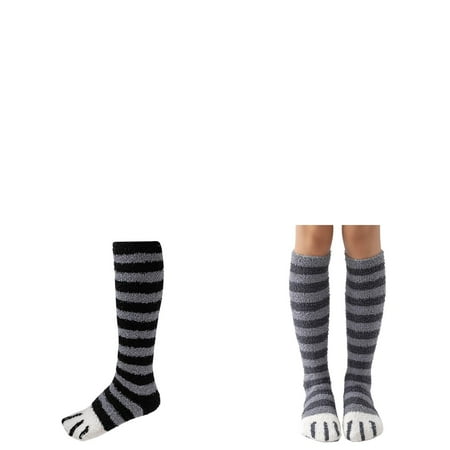 Wijhcboe 2 Pack Winter Silk Stockings for Women Coral Velvet Girls Stocking Lingerie for Women with Garter And Stockings Knee High Socks Cat Glitter Stockings for Women Stripe Fishnet Lamp Thigh Hig