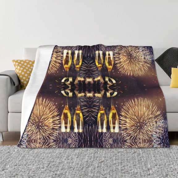 Throw Blanket for Couch - Happy New Year Soft Comfy Lightweight Cozy Warm Throw Blanket, Fuzzy Plush Flannel Blanket & Throws for Sofa and Bed All Season