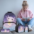 thumbnail image 2 of Pzuqiu Starry Axolotl Kids Backpack for Girls 8-12 School Backpacks Sets with Lunch Bag Pencil Case Water Bottle Holder 4pcs 17 Inch School Bookpack with Shoulder Strap for Kids, 2 of 7