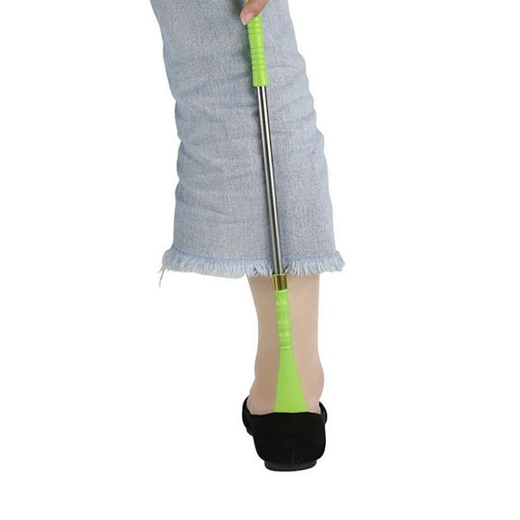 LITINKIMI 2Pcs Shoehorn for Boots Green Curved Spoon PP Material Easy to Carry for Daily Use