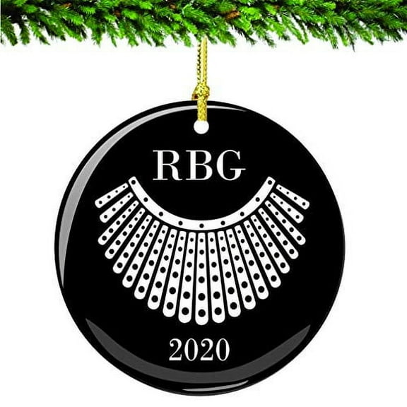 City-Souvenirs Ruth Bader Ginsburg Christmas Ornament RBG 2020 with Robe Collar Lace, Porcelain 2.75 Inches