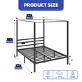 thumbnail image 6 of ModFusion Canopy Bed Frame with RGB Light Strip & Charging Station, Metal Queen Size Platform Bed with Built-in Headboard, Black, 6 of 8