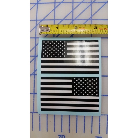 I Make Decals™ - Drapeau Américain Noir et Blanc, 2 Pouces X 3 Pouces, Paire, Casque, Boîte à Lunch, Autocollant Voiture en Vinyle