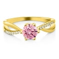 thumbnail image 2 of Gem Stone King 1.69 Ct Round Pink Zirconia 18K Yellow Gold Plated Silver Ring 6 Prongs, 2 of 4