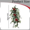 thumbnail image 3 of 20 Inch Artificial Christmas Teardrop Door Swag, Hanging Greenery Decor With Holly Leaves, Red Berries, Pinecones, Winter Wall Ornament For Front Door Porch Entryway, 3 of 6